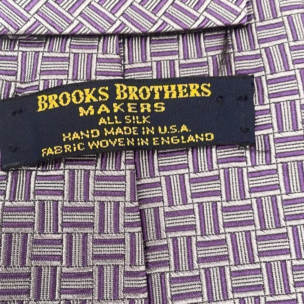 Brooks Brothers Ties For Mens Wide Violet Gray Geometric‎ Wide Golden Fleece USA